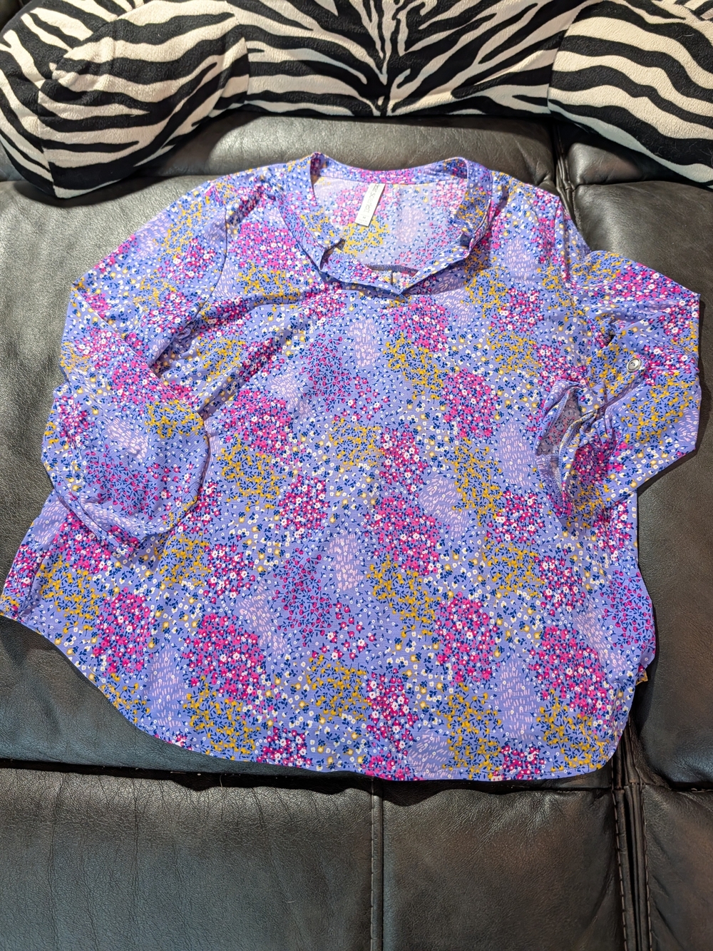 Dear Scarlett Floral Print Lavender Lizzie Long-Sleeve Blouse